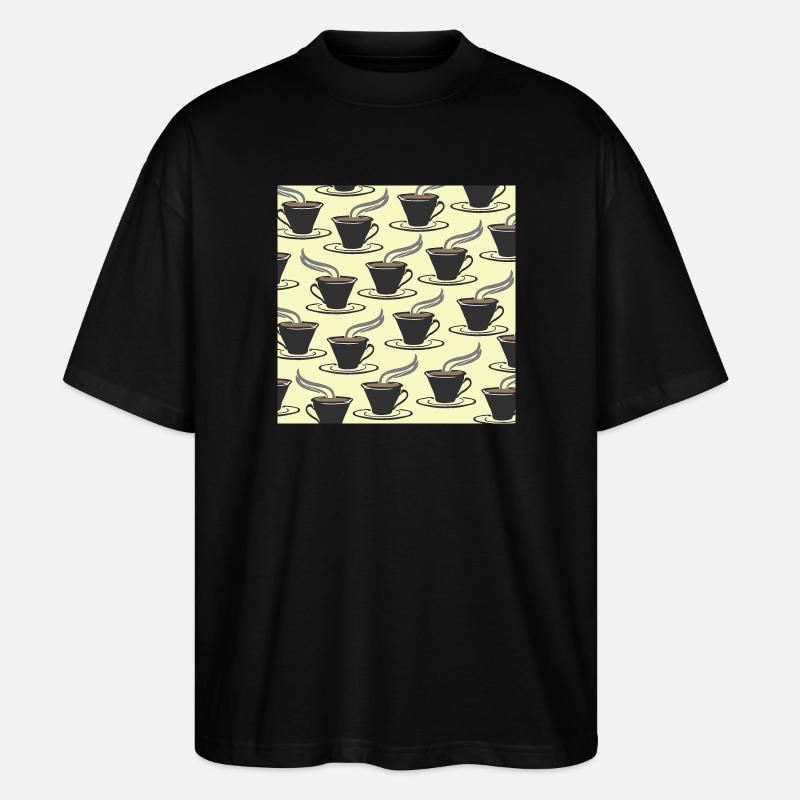 tolle küchenmuster, kaffeetassenmuster - Stanley/Stella Oversized Unisex Bio T-Shirt Blaster 2.0 - Schwarz