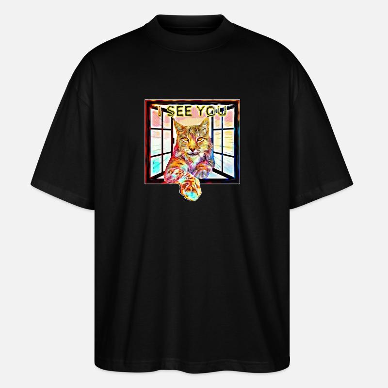 Der Luchs mit seinem Durchblick - Stanley/Stella Oversized Unisex Bio T-Shirt Blaster 2.0 - Schwarz