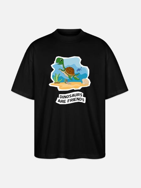 Dinosaurs are Friends - Stanley/Stella Oversized Unisex Organic T-shirt Blaster 2.0 - black