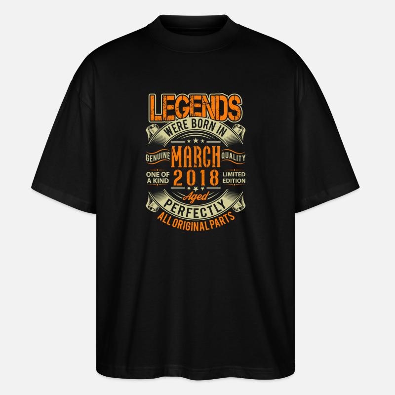 Légende d’anniversaire de mars 2018 - T-shirt bio Blaster 2.0 coupe oversize Stanley/Stella Unisexe - noir