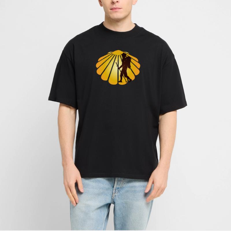 A pilgrim on a pilgrimage path with scallops Stanley/Stella Oversized Unisex Organic T-shirt Blaster 2.0