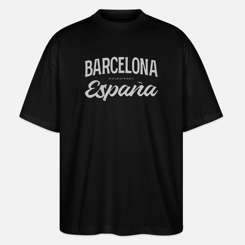 Barcelona Espana Script Design - Stanley/Stella Oversized Unisex Bio T-Shirt Blaster 2.0 - Schwarz