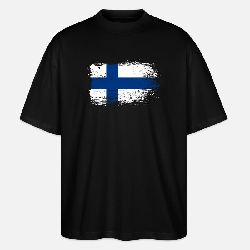 Graphique du drapeau finlandais Grunge - T-shirt bio Blaster 2.0 coupe oversize Stanley/Stella Unisexe - noir