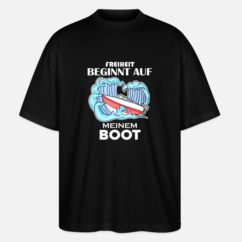 Motorboot Kapitän Boot Geschenk - Stanley/Stella Oversized Unisex Bio T-Shirt Blaster 2.0 - Schwarz