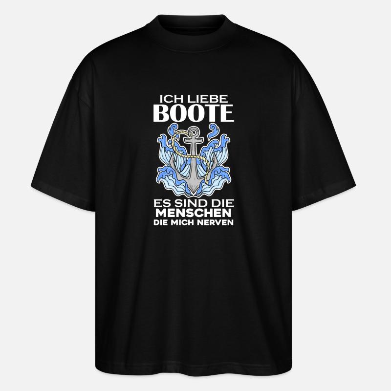 Motorboot Kapitän Boot - Stanley/Stella Oversized Unisex Bio T-Shirt Blaster 2.0 - Schwarz
