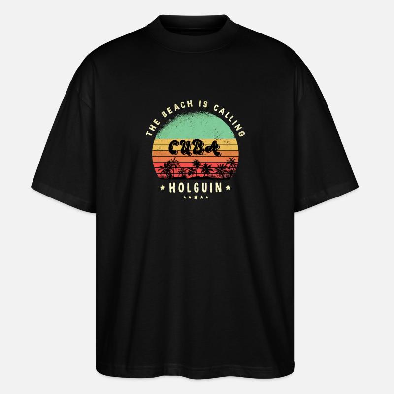 Modèle de plage Holguin Cuba - T-shirt bio Blaster 2.0 coupe oversize Stanley/Stella Unisexe - noir