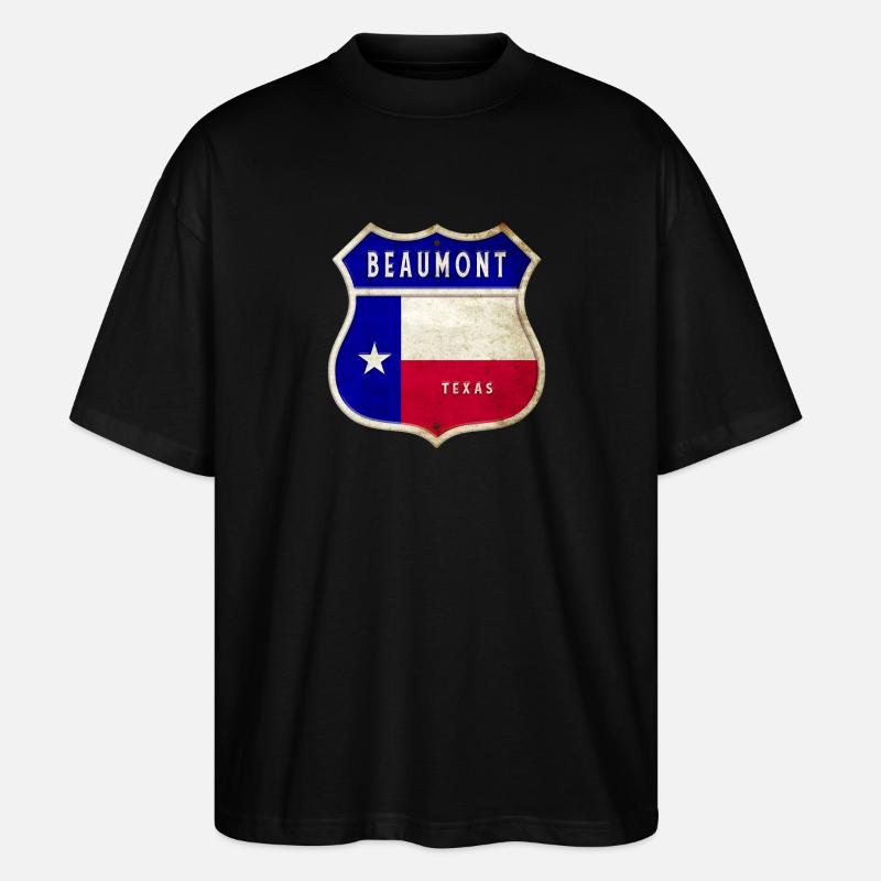 Beaumont Texas crest flags design - Stanley/Stella Oversized Unisex Organic T-shirt Blaster 2.0 - black