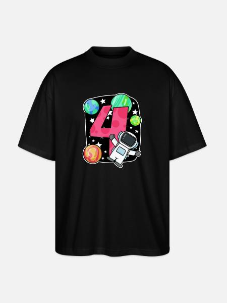 4 birthday boy - 4 years old - I am 4 - Stanley/Stella Oversized Unisex Organic T-shirt Blaster 2.0 - black