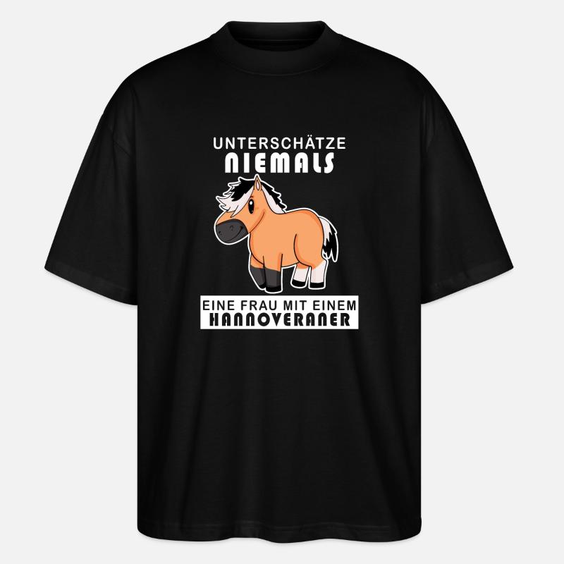 Hannoveraner Pferd Hauspferd - Stanley/Stella Oversized Unisex Bio T-Shirt Blaster 2.0 - Schwarz