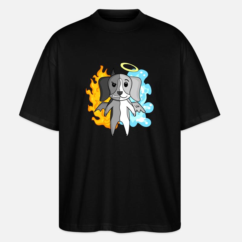 Dog Beagle - Ange et Diable - T-shirt bio Blaster 2.0 coupe oversize Stanley/Stella Unisexe - noir