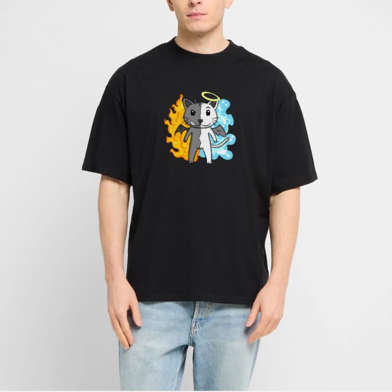 Cat Cat Breed Devon rex - Angel and Devil Stanley/Stella Oversized Unisex Organic T-shirt Blaster 2.0