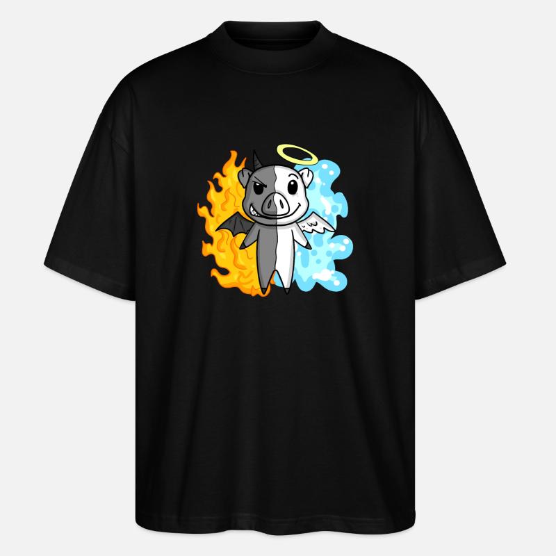 Cochon - Ange et Diable - T-shirt bio Blaster 2.0 coupe oversize Stanley/Stella Unisexe - noir
