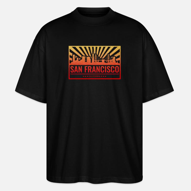 San Francisco Skyline Gradient - Stanley/Stella Oversized Unisex Bio T-Shirt Blaster 2.0 - Schwarz