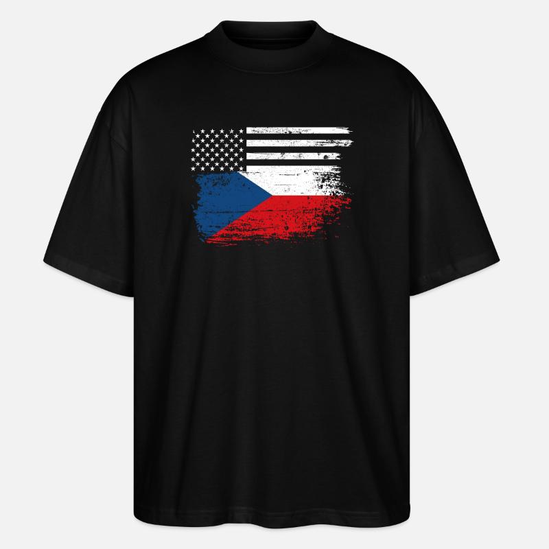 Flagge Fusion US Tschechisch - Stanley/Stella Oversized Unisex Bio T-Shirt Blaster 2.0 - Schwarz
