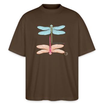 Dragonflies and Transformation by CD - Stanley/Stella Oversized Unisex Organic T-shirt Blaster 2.0 - mocha - Front - Alina (178cm) & Michal (187cm)