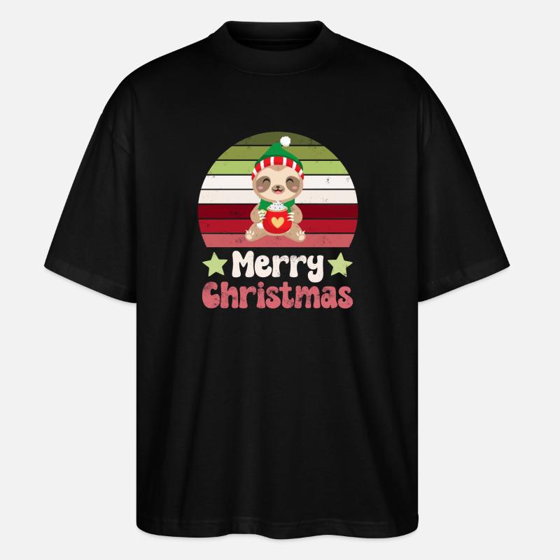 Faultier Weihnachten - Stanley/Stella Oversized Unisex Bio T-Shirt Blaster 2.0 - Schwarz
