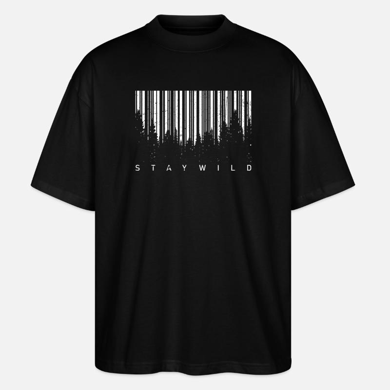 Silhouette de code-barres forestière - T-shirt bio Blaster 2.0 coupe oversize Stanley/Stella Unisexe - noir