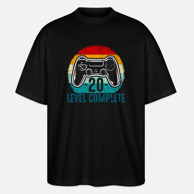 Retro-Controller-Level abgeschlossen - Stanley/Stella Oversized Unisex Bio T-Shirt Blaster 2.0 - Schwarz