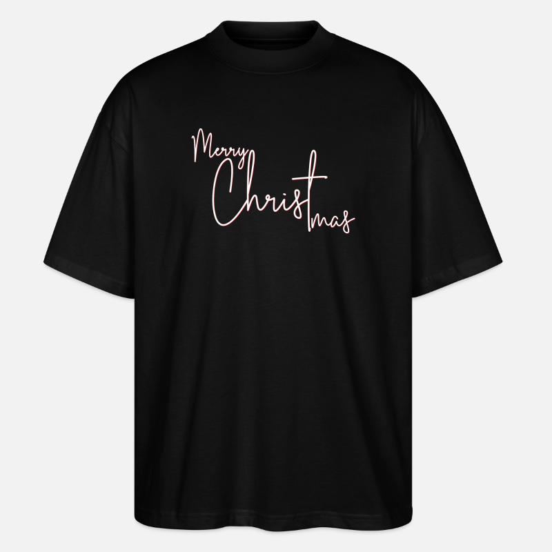 Crimson Script Frohe Weihnachten - Stanley/Stella Oversized Unisex Bio T-Shirt Blaster 2.0 - Schwarz