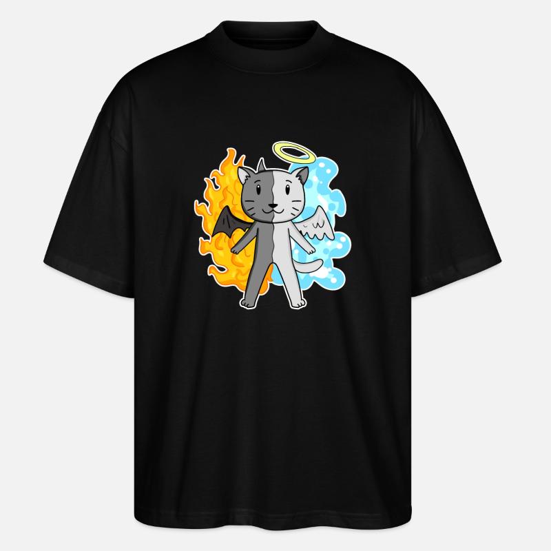 Katze Katzenrasse Britisch Kurzhaar - Stanley/Stella Oversized Unisex Bio T-Shirt Blaster 2.0 - Schwarz