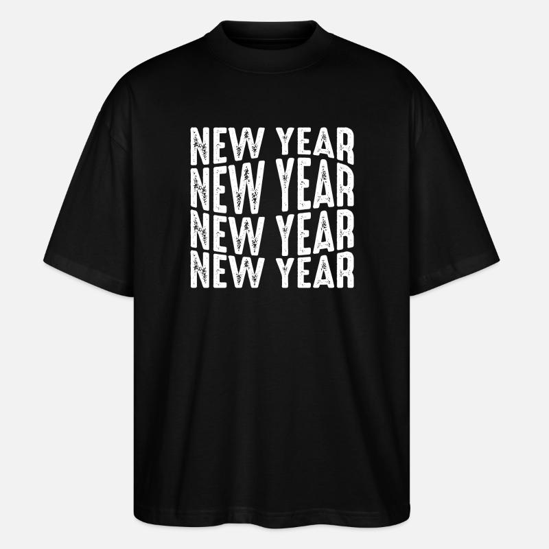 New Year Repeated Text Pattern - Stanley/Stella Oversized Unisex Organic T-shirt Blaster 2.0 - black