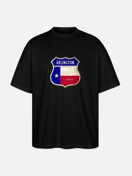 Arlington Texas Crest Flag Design - Stanley/Stella Oversized Unisex Organic T-shirt Blaster 2.0 - black