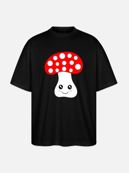 Kawaii, mushroom, toadstool - Stanley/Stella Oversized Unisex Organic T-shirt Blaster 2.0 - black
