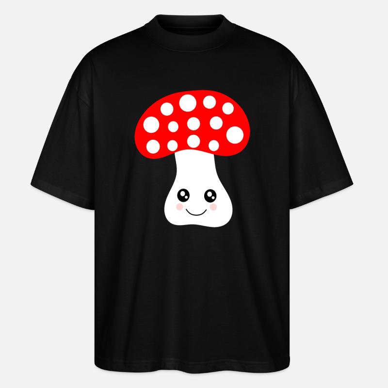 Kawaii, mushroom, toadstool - Stanley/Stella Oversized Unisex Organic T-shirt Blaster 2.0 - black
