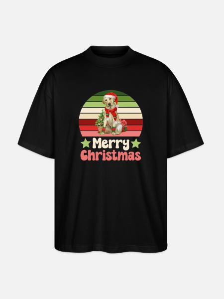 Labrador Christmas - Stanley/Stella Oversized Unisex Organic T-shirt Blaster 2.0 - black