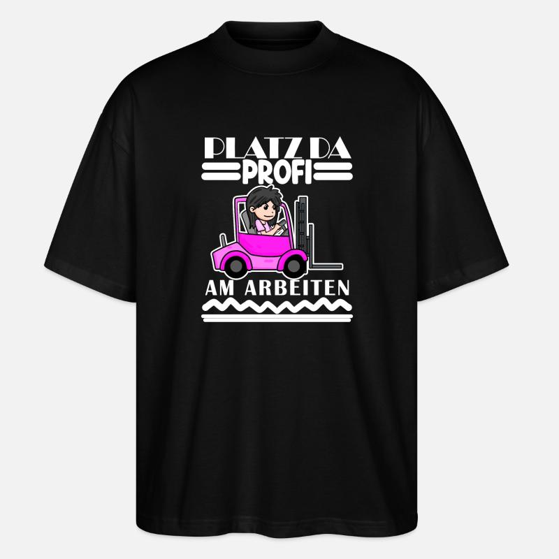 Staplerfahrerin Gabelstapler Lager Logistik Damen - Stanley/Stella Oversized Unisex Bio T-Shirt Blaster 2.0 - Schwarz