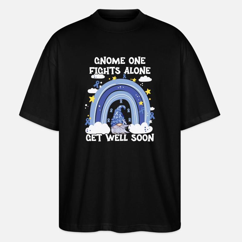Gnome One Fights Alone Darmkrebs - Stanley/Stella Oversized Unisex Bio T-Shirt Blaster 2.0 - Schwarz