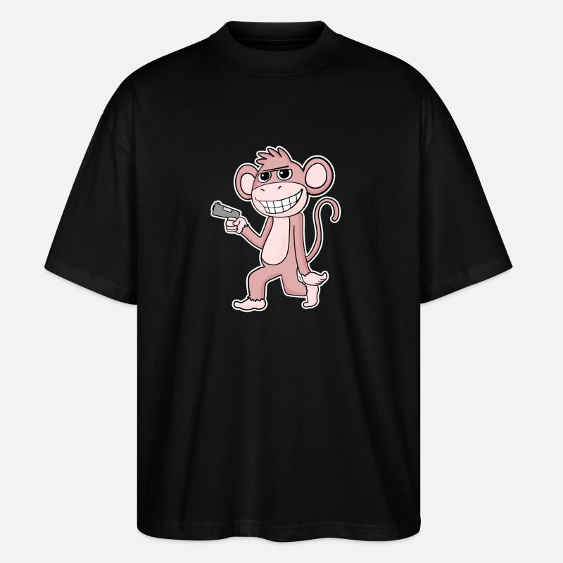 Affe mit Pistole - Stanley/Stella Oversized Unisex Bio T-Shirt Blaster 2.0 - Schwarz