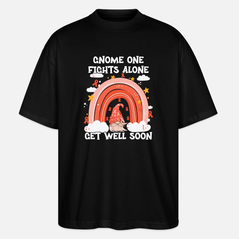 Gnome One Fights Alone Leukemia - Stanley/Stella Oversized Unisex Organic T-shirt Blaster 2.0 - black