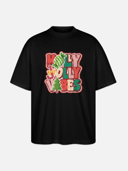 Jolly Holiday Bubbles Christmas - Stanley/Stella Oversized Unisex Organic T-shirt Blaster 2.0 - black