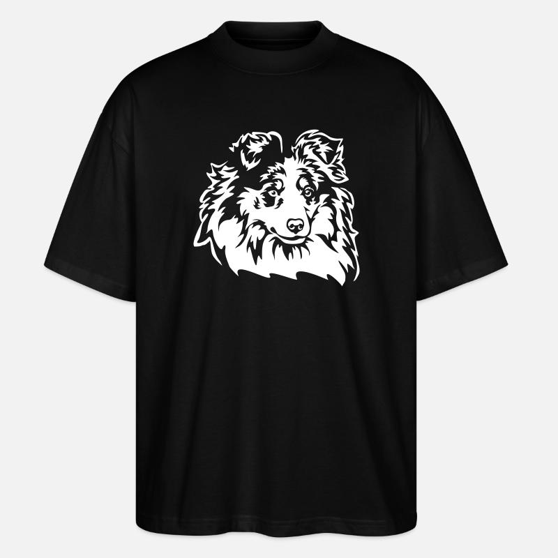 Sheltie Kopf "Black Edition" - Stanley/Stella Oversized Unisex Bio T-Shirt Blaster 2.0 - Schwarz