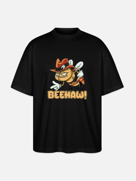 Beehaw bee with cowboy hat Yeehaw - Stanley/Stella Oversized Unisex Organic T-shirt Blaster 2.0 - black