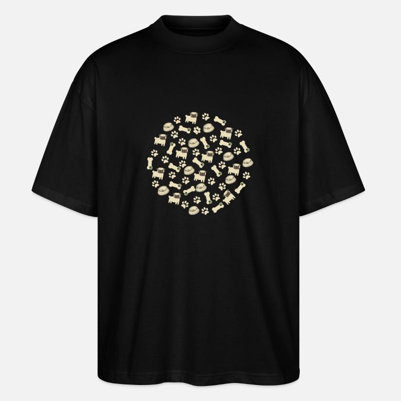Pug Pattern - Pug Lovers Apparel - Stanley/Stella Oversized Unisex Bio T-Shirt Blaster 2.0 - Schwarz