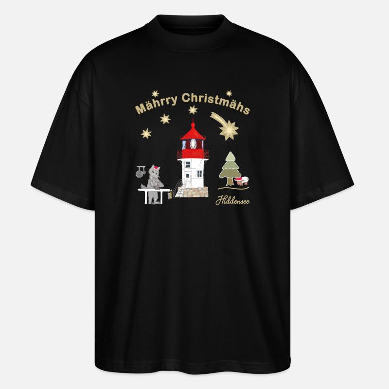 Christmas lighthouse Gellen on Hiddensee - Stanley/Stella Oversized Unisex Organic T-shirt Blaster 2.0 - black
