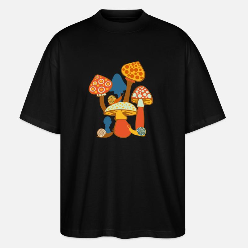 Süßes Pilzbild mit Schnecken - Stanley/Stella Oversized Unisex Bio T-Shirt Blaster 2.0 - Schwarz