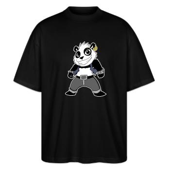 Cool Panda - Stanley/Stella Oversized Unisex Bio T-Shirt Blaster 2.0 - Schwarz - Vorne - Alina (178cm) & Michal (187cm)