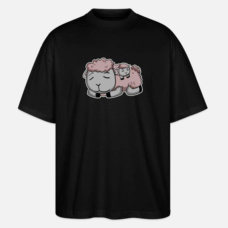Moutons avec bébé moutons - T-shirt bio Blaster 2.0 coupe oversize Stanley/Stella Unisexe - noir