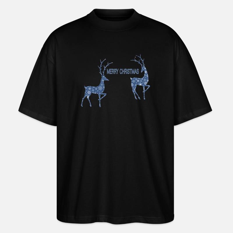 Couple de rennes bleus pour Noël - T-shirt bio Blaster 2.0 coupe oversize Stanley/Stella Unisexe - noir