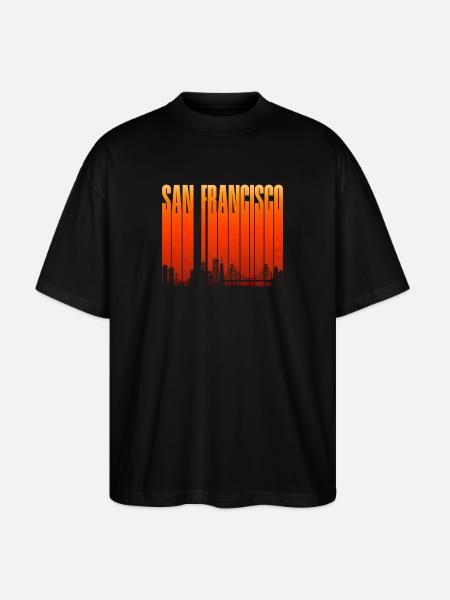 San Francisco Skyline Gradient - Stanley/Stella Oversized Unisex Bio T-Shirt Blaster 2.0 - Schwarz