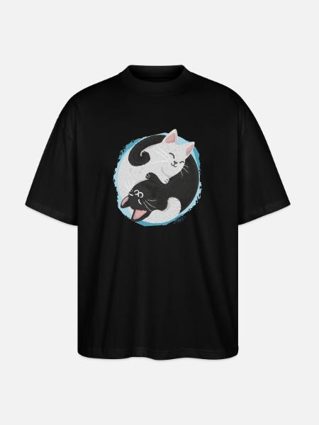 Jing Jang Cats - Stanley/Stella Oversized Unisex Organic T-shirt Blaster 2.0 - black