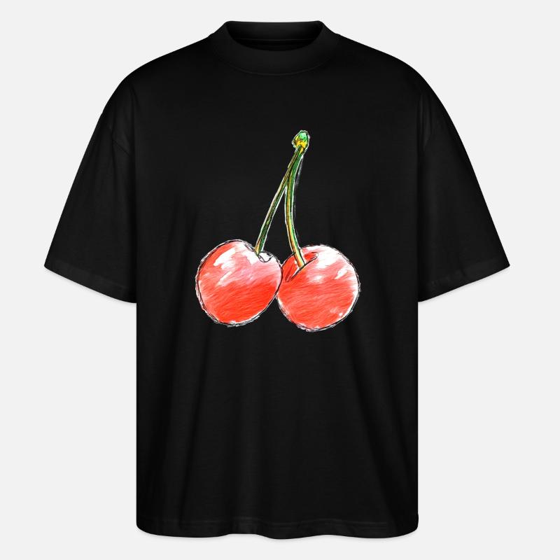 Sketch des Deux Cerises Sucrées - T-shirt bio Blaster 2.0 coupe oversize Stanley/Stella Unisexe - noir