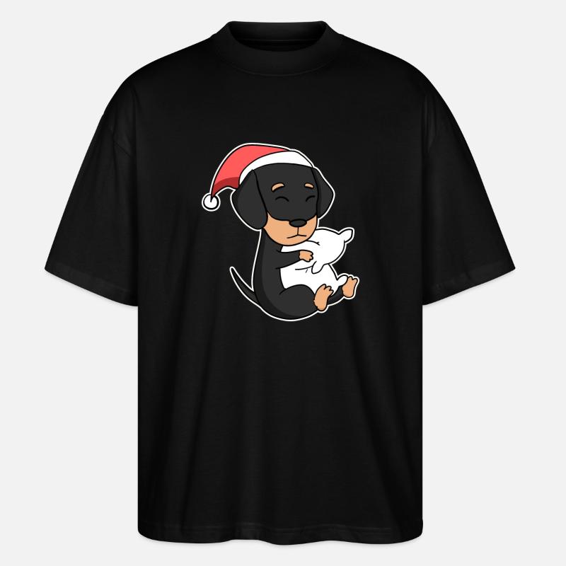Teckel chien Noël sommeil fatigué - T-shirt bio Blaster 2.0 coupe oversize Stanley/Stella Unisexe - noir