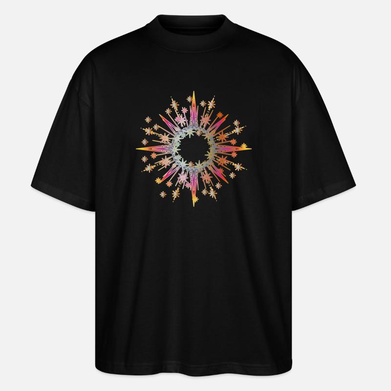 funkelnder und strahlender Stern als Rahmen - Stanley/Stella Oversized Unisex Bio T-Shirt Blaster 2.0 - Schwarz