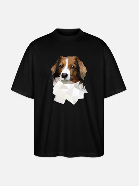 Kooikerhondje im Polygon Style - Stanley/Stella Oversized Unisex Bio T-Shirt Blaster 2.0 - Schwarz