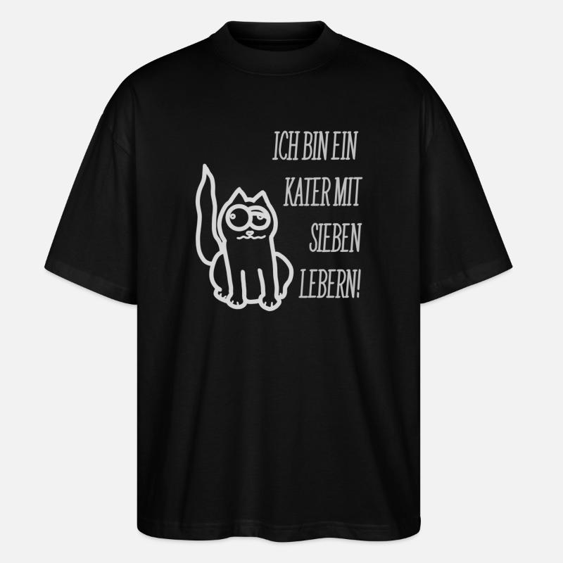 Kater mit 7 Lebern - Stanley/Stella Oversized Unisex Bio T-Shirt Blaster 2.0 - Schwarz