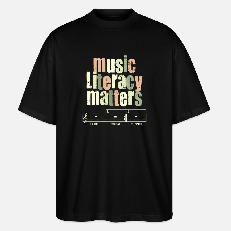 La littératie musicale, ça compte - T-shirt bio Blaster 2.0 coupe oversize Stanley/Stella Unisexe - noir